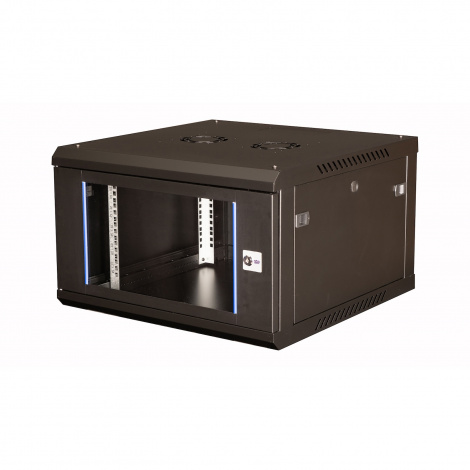 Шкаф 19" телекоммуникационный настенный, 6U 368x600х600 мм, дверь стекло, черный